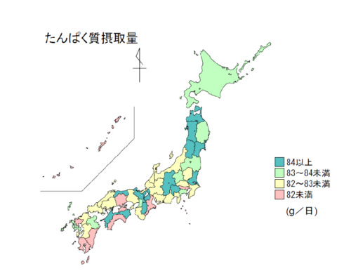 都道府県別タンパク質摂取量